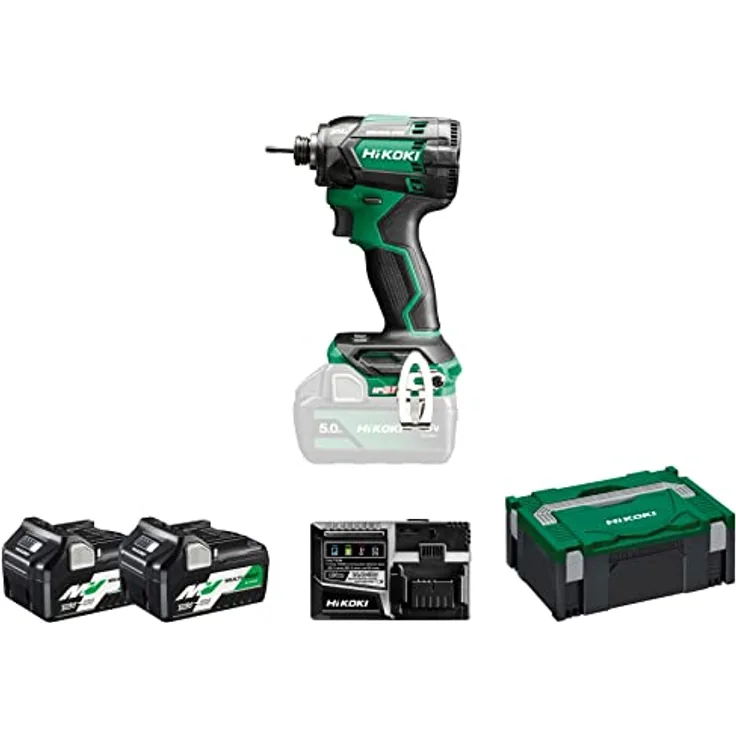 HIKOKI Akku-Schlagschrauber WH18DCWRZ, 1/4" Werkzeugaufnahme (18V, 2x 5,0Ah Akku, 210 Nm, Brushless, Zubehör Koffer) - blau