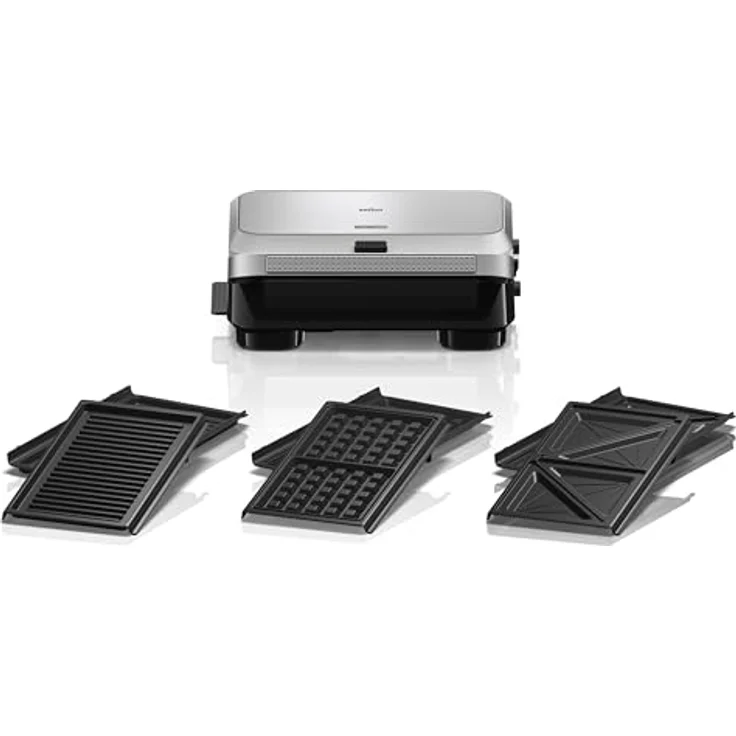 Braun SnackMaker 5 SM5038, Elektrogrill mit abnehmbaren Waffel-, Sandwich- und Grillplatten, spülmaschinenfest, 800W, Silber – Bild 1