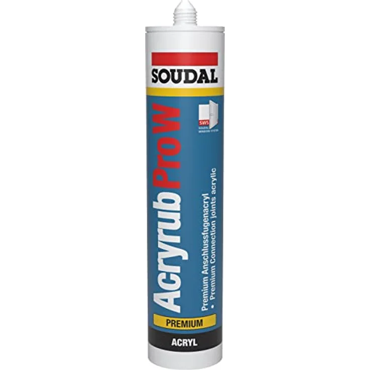 Soudal Acryrub Pro W 117157 Acryldichtstoff Kartusche 310ml weiß hochwertiger, plasto-elastischer, einkomponentiger Dichtstoff auf Acrylatdispersions-Basis Für Anschlussfugen von Decke und Trockenbauwänden