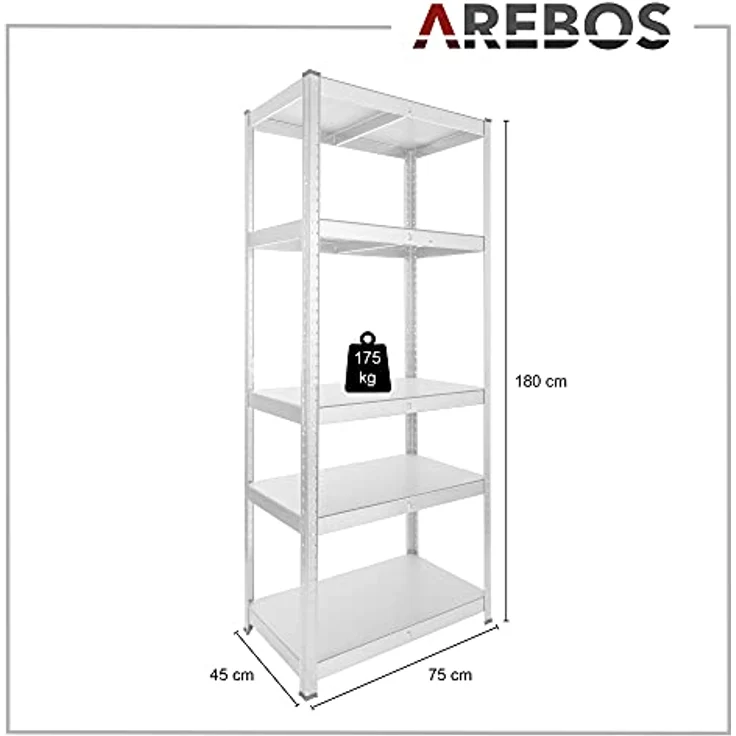 2x Schwerlastregal 875kg Kellerregal Lagerregal Steckregal 180x75x45cm Regal 2er - verzinkt – Bild 7