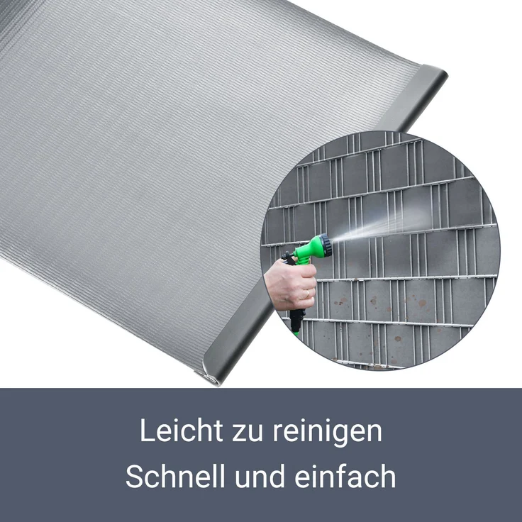 Juskys PVC Sichtschutzstreifen Doppelstabmatten Zaun 35m x 19 cm, 30 Befestigungsclips, hellgrau, Zaunfolie Sichtschutz Windschutz Garten Gartenzaun – Bild 6