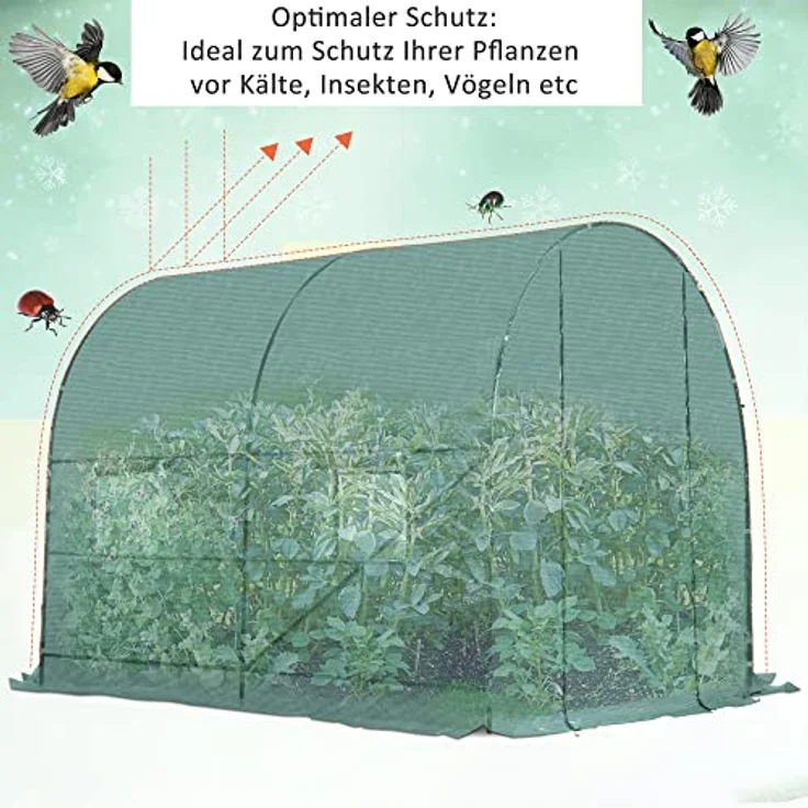 Outsunny Foliengewächshaus Tomatengewächshaus Treibhaus Folientunnel Frühbeet mit Fenster Grün 245 x 200 x 198 cm – Bild 5