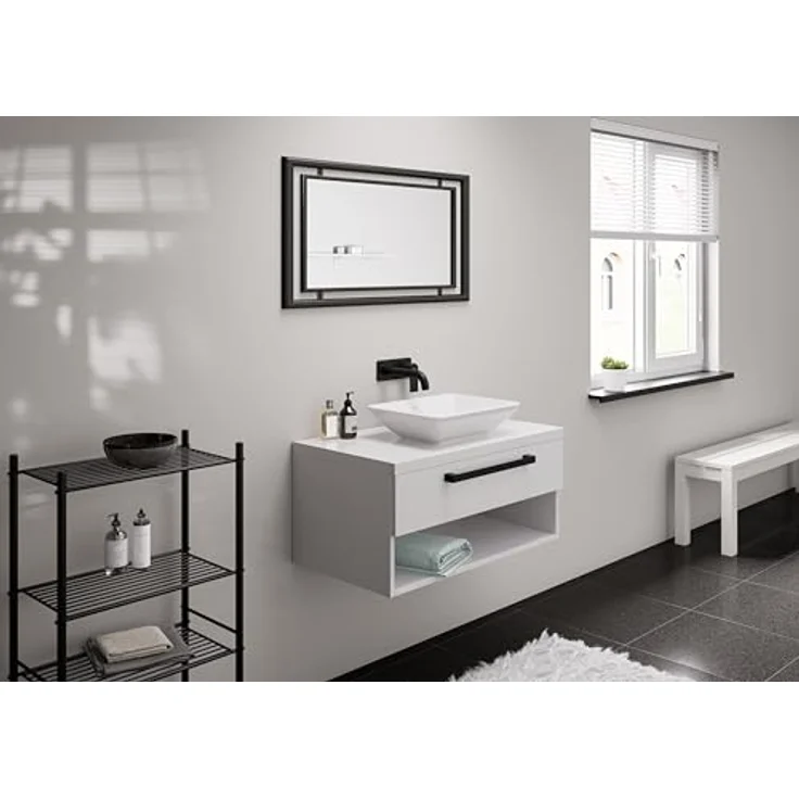 hansgrohe Vernis Shape, Badarmatur für Unterputz-2-Loch-Waschtisch, Einhebelmischer mit mattschwarzer Oberfläche, EcoSmart und AirPower Technologie – Bild 4