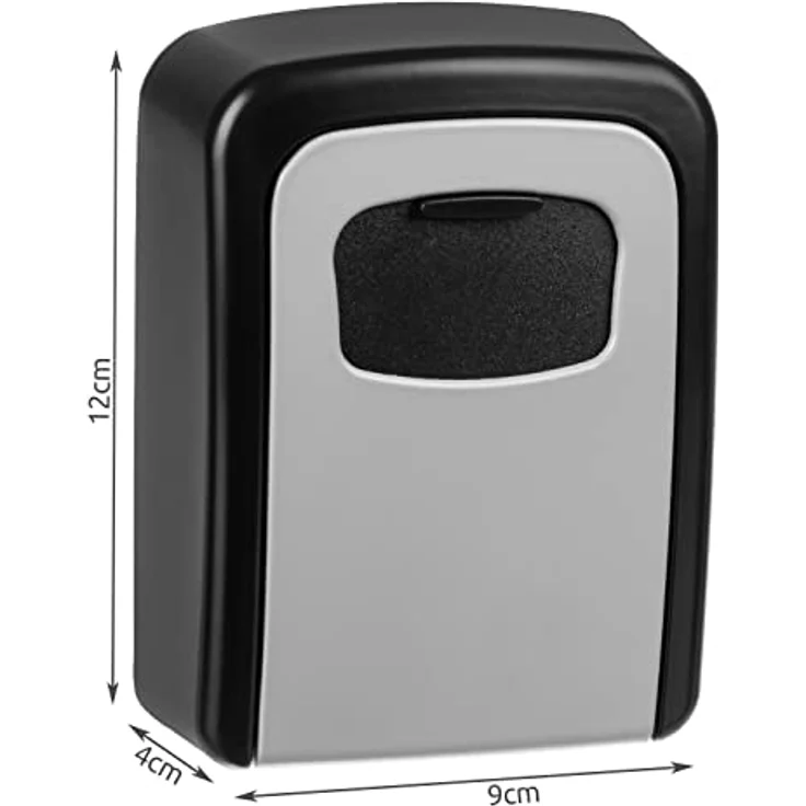 ISO TRADE Schlüsselkasten Safe, wasserdicht mit 4-stelligem Zahlencode, Schwarz/Grau, kompakte Größe 11,5 x 9,5 x 4 cm – Bild 2