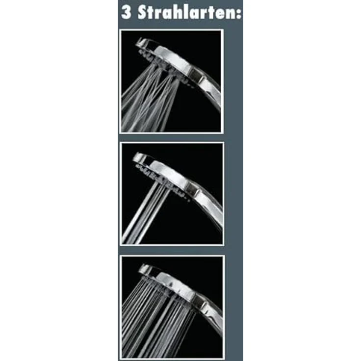 Primaster Handbrause Primaster Handbrause 3 Strahlarten Water Splash chrom-weiß wassersparend – Bild 3