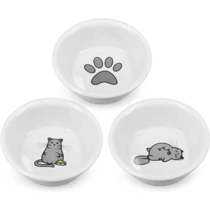 Navaris Futterstation Futternäpfe für Katzen und Hunde - Futternapf Set aus Porzellan - 3X Fressnapf Katzennapf - spülmaschinenfest – Bild 1