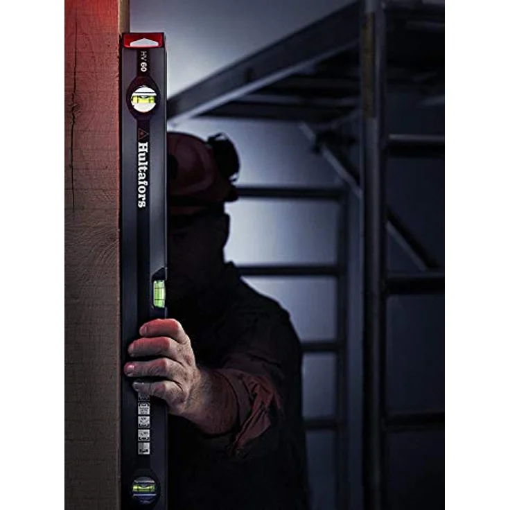 Hultafors, Handwerker-Wasserwaage mit extra starkem Aluminiumprofil, unzerbrechlichen Blocklibellen und Leuchtbelag – Bild 2