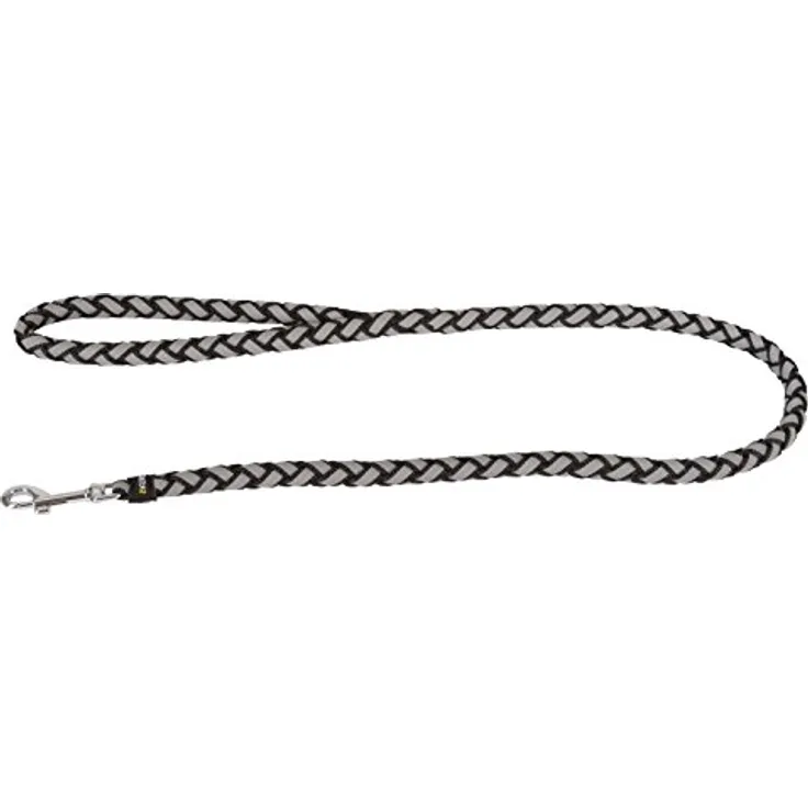 Kerbl Maxi Safe Leine, 100 cm x 12 mm, rund geflochten, robust, schwarz, mit Halsung und Zugbegrenzung, stark reflektierend