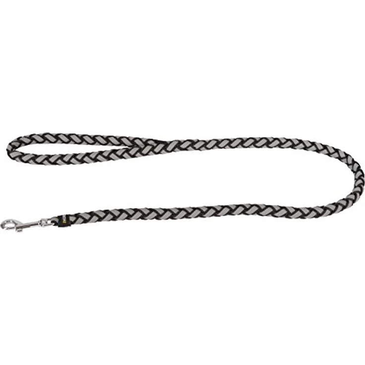 Kerbl Maxi Safe Leine, 100 cm x 12 mm, rund geflochten, robust, schwarz, mit Halsung und Zugbegrenzung, stark reflektierend