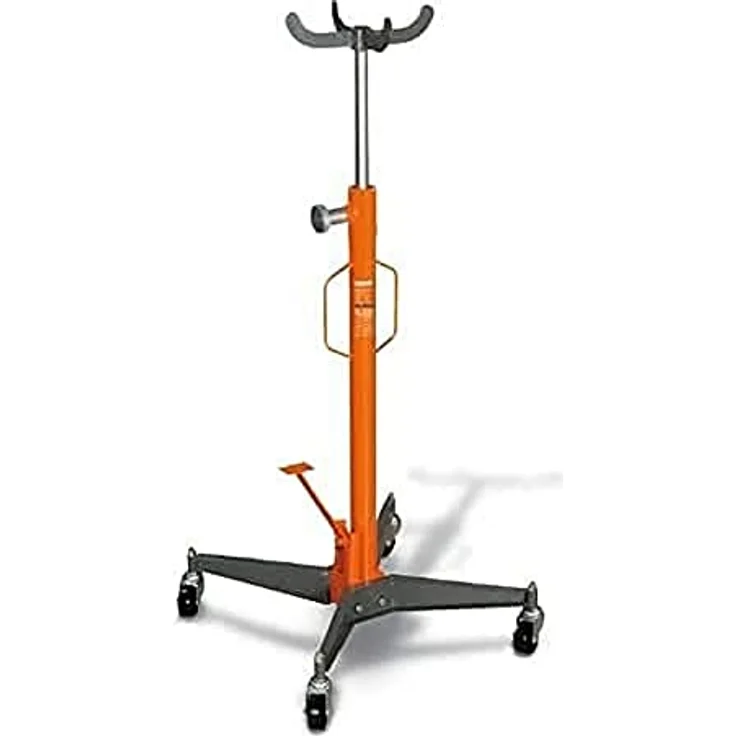 Unicraft Hydraulischer Getriebeheber GH 600 Pro, 600 kg Tragkraft, stufenlos einstellbare Hubhöhe 118-195 cm, mit Fußpedal und Rangiergriff – Bild 2