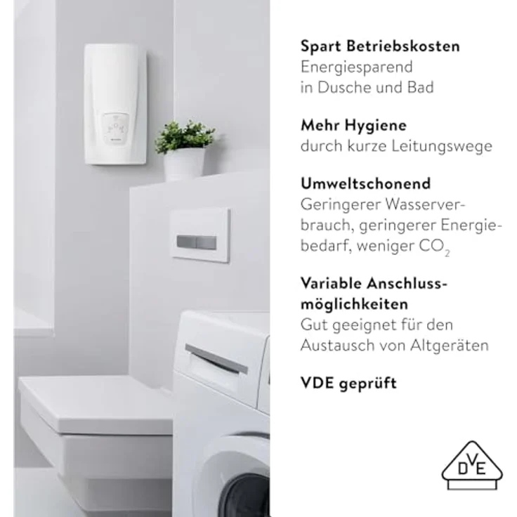 CLAGE DLX18 Next, elektronisch geregelter Durchlauferhitzer, 18 kW, für Bad/Gruppenversorgung, Temperaturwahl 35/45/55°C, energiesparend, VDE-GS geprüft, 400V, 3200-36218 – Bild 5