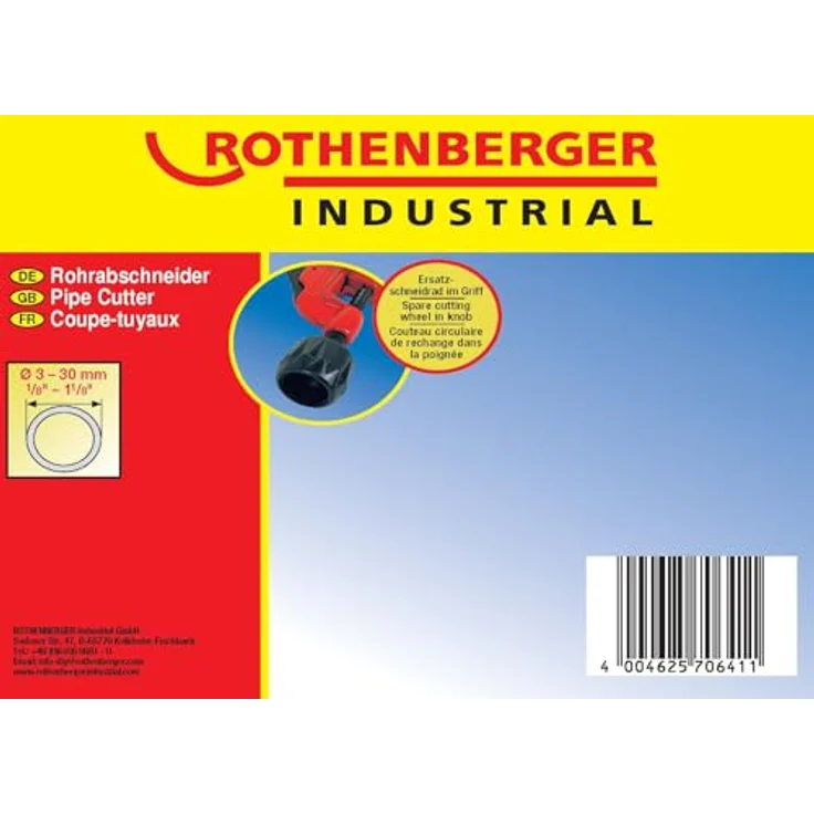 ROTHENBERGER Industrial Tube Cutter 30 bis 30 mm für Rohre aus Kupfer, Messing, Aluminium, inkl. Ersatzschneidrad & Entgrater - 070641E – Bild 3