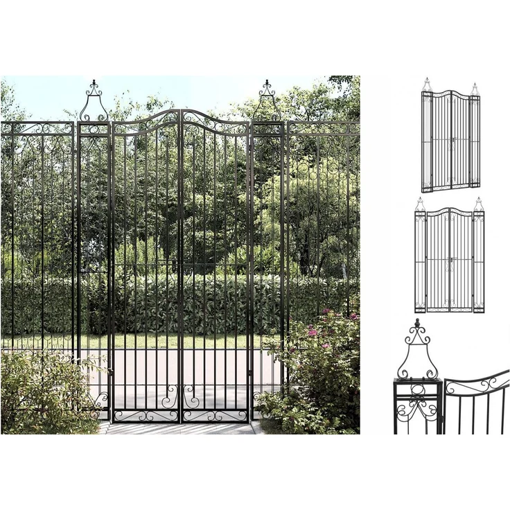 vidaXL Gartentor Schwarz 121x8x200 cm Schmiedeeisen Abschließbar Zauntor, Pulverbeschichtet – Bild 1