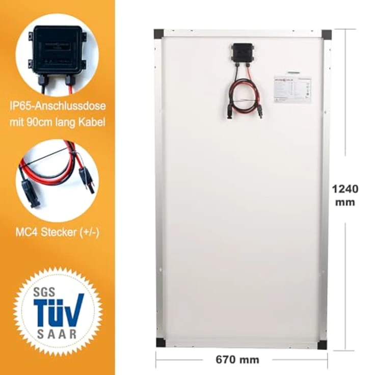 enjoy solar Eco Line ES150M36, Monokristallines PERC Solarmodul 150W, TÜV-zertifiziert, ideal für Garten und Wohnmobil – Bild 5