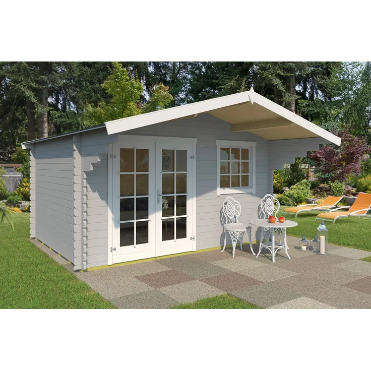 LASITA MAJA Gartenhaus Orlando 34, BxT: 400x440 cm, 34mm Blochbohlenhaus, Lichtgrau