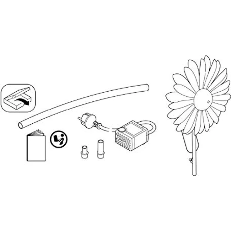 AQUANIQUE Speier Set Gänseblümchen grau SSDW 200i, Wasserspiel mit 200 l/h Förderleistung, inkl. Pumpe und 1,5m Kabel, dekorativer Metall-Wasserspeier für Gartendekoration – Bild 4