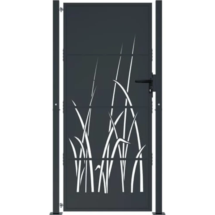 vidaXL Gartentor Anthrazit 105x180 cm Stahl Gras-Design Abschließbar 3 Schlüssel – Bild 4