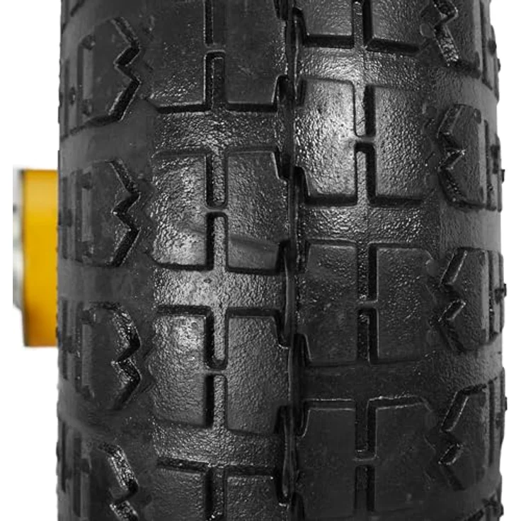 2x Sackkarrenrad 4.1-3.5-4, luftbereifte Ersatzräder, 16 mm Achse, 136 kg, Stahlfelge, 260x85 mm, schwarz-gelb – Bild 6