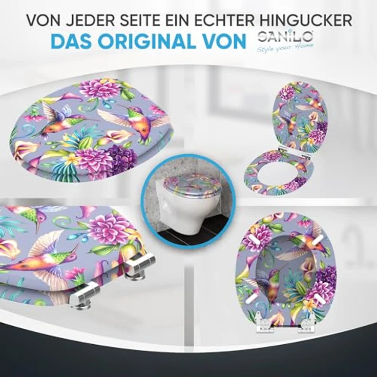 Sanilo Kolibri WC Sitz mit Absenkautomatik, Holz, antibakterielle Oberfläche, belastbar bis 200 kg, passend für Standard WCs – Bild 7