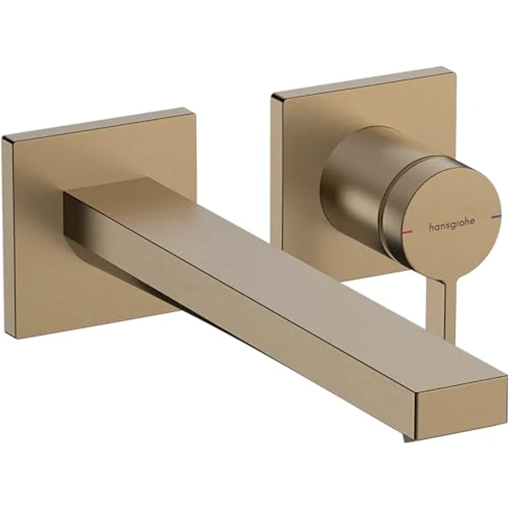 hansgrohe Tecturis E - Waschtischarmatur Unterputz für Wandmontage mit Ablauf, Wasserhahn Bad mit Auslauf Länge 22,5 cm, Mischbatterie Waschbecken wassersparend (EcoSmart+), Brushed Bronze – Bild 1