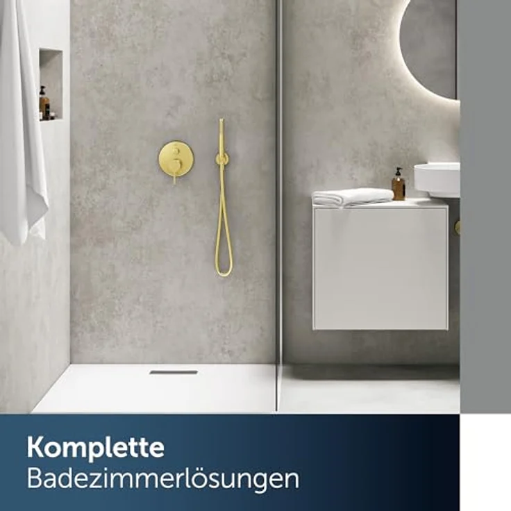 Ideal Standard Idealrain Atelier, Stabhandbrause in Brushed Gold mit Durchflussbegrenzer und kratzfester PVD-Beschichtung – Bild 8