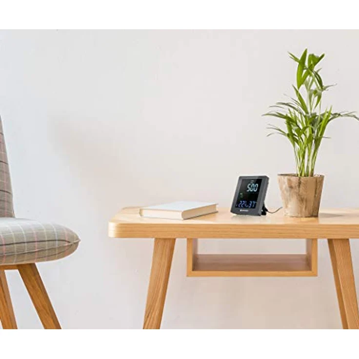 Bresser CO² Luftqualitätsmonitor, Thermometer + Hygrometer mit CO2-Ampel und Lüftungsalarm, Grau – Bild 4