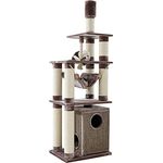 Nobby Deckenkratzbaum TELDE für Katzen, Farbe Cappuccino, 80 x 60 x 232-252 cm