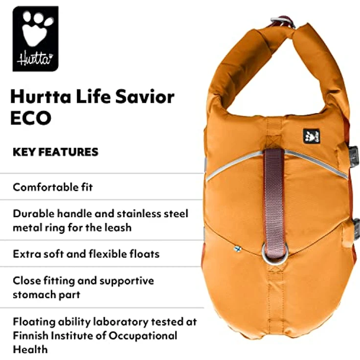 Hurtta Life Savior Eco Schwimmweste für Hunde, orange, M, verbesserte Passform, recycelte Materialien, Sicherheitsreflektoren, ideal für Schwimmen und Wasserrettung – Bild 4