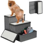 relaxdays Haustiertreppe Faltbare Hundetreppe 3 Stufen (1-St), Grau-WeiÃ, Ideal fÃ¼r kleine und Ã¤ltere Tiere, mit Stauraum