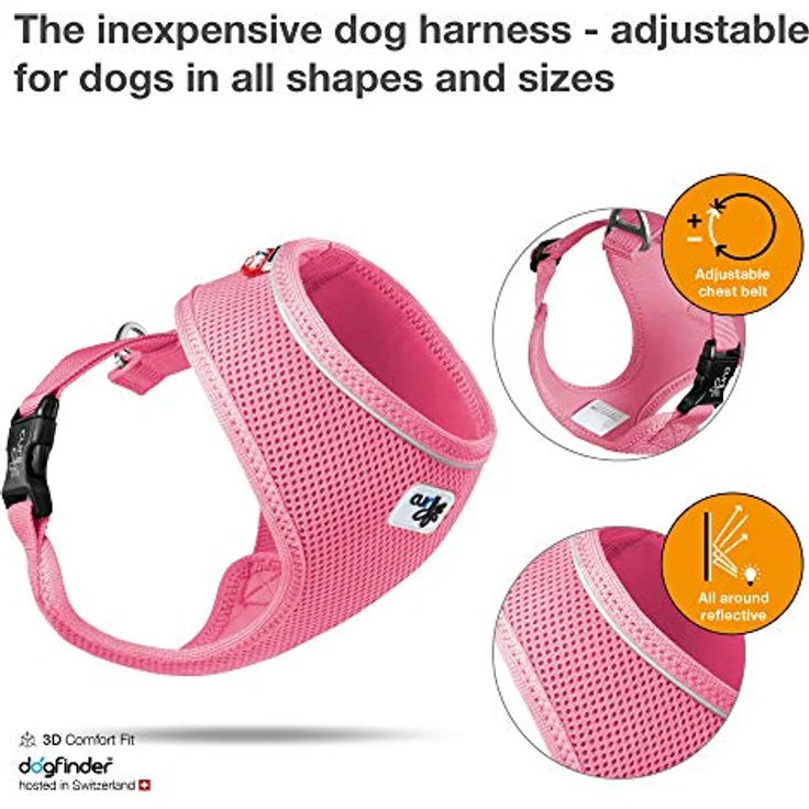 Curli Basic harness Air-Mesh Pink M (Hund), Halsband + Leine – Bild 4