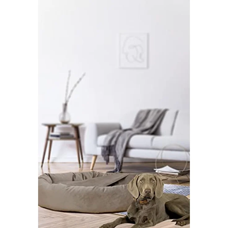 Rohrschneider Hundekissen Kuschelhöhle Denver Samt S-M-L mit Hundekotbeutelset (L, Taupe) - Nestcharakter, Abriebfestigkeit, Antirutschstoff – Bild 4