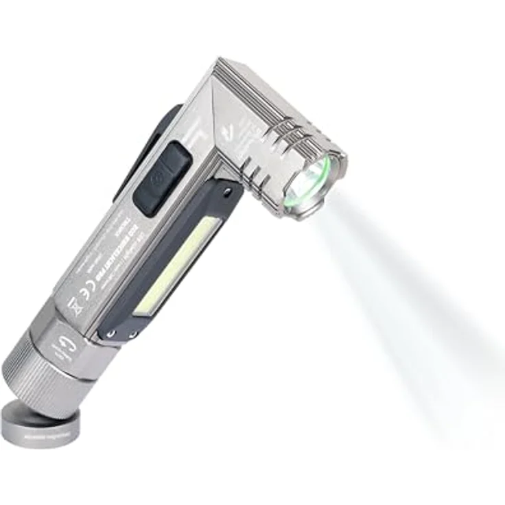 TROIKA ECO KNICKLICHT PRO, multifunktionale Taschenlampe mit 5 Leuchtfunktionen, bis 90° abknickbar, titanfarben, USB-Ladefunktion – Bild 3