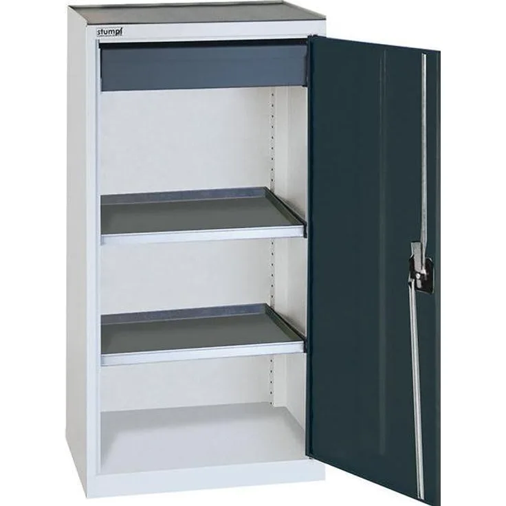 Stumpf Werkstattschrank S3000, Werkzeugschrank RAL 7035/7016 mit 1 Schublade (100 mm) und 2 Wannenböden (50 cm, 100 cm)