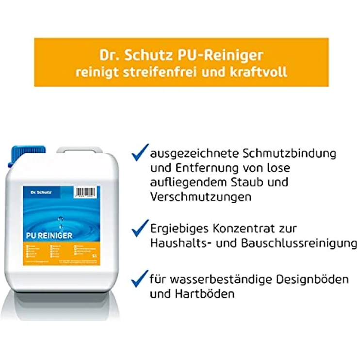 Dr. Schutz PU Reiniger 5 L | Bodenreiniger für Hartböden, Designböden | Hartbodenreiniger für Vinyl, PVC, Linoleum Boden | Vinylboden Reiniger | PVC Reiniger – Bild 2