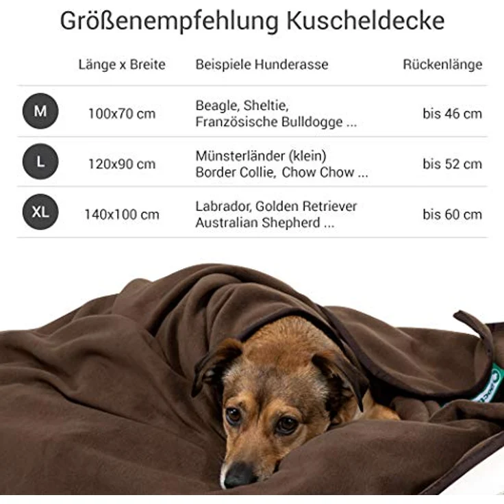 Doctor Bark | kuschelige Hundedecke waschbar bis 95°C, hygienische, weiche Fleecedecke für Sofa und Hundebett, Flauschige Haustierdecke - Made in Germany (L - 120x90 cm/Braun) – Bild 5