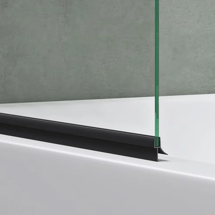 Mai & Mai Cortona201 Badewannenwand, Duschabtrennung aus 6mm ESG-Sicherheitsglas mit NANO-Versiegelung, teilsatiniert, 80x140cm, schwarz – Bild 5
