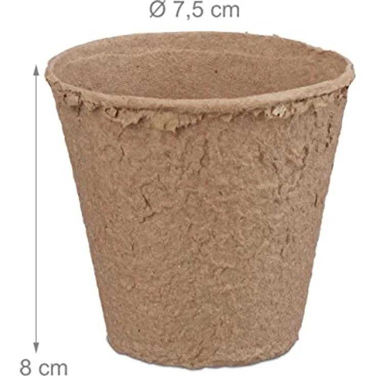 relaxdays Anzuchttopf 240 Stück, beige Pflanzgefäße aus Zellulose für umweltbewusstes Anpflanzen – Bild 4