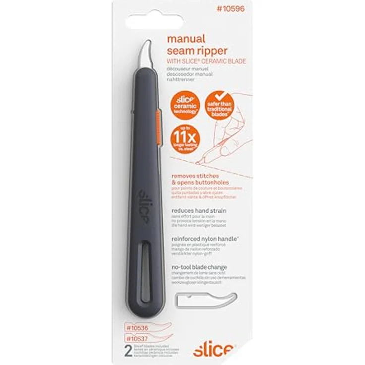SLICE Nahttrenner 10596, manuelles Cuttermesser mit keramischer Klinge, robuster Nylon-Griff, beidhändig nutzbar – Bild 7