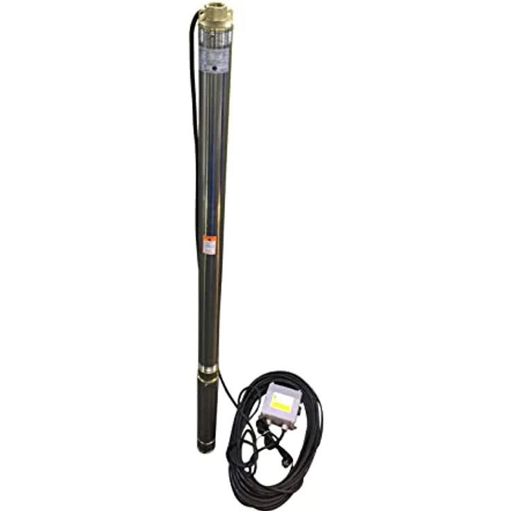 CHM GmbH® Tiefbrunnenpumpe 3 Zoll 750 Watt 6000 L/h 6,2 Bar Druck 25m Kabel u. Motorschutzschalter 5% sandverträglich, Edelstahlgehäuse – Bild 3