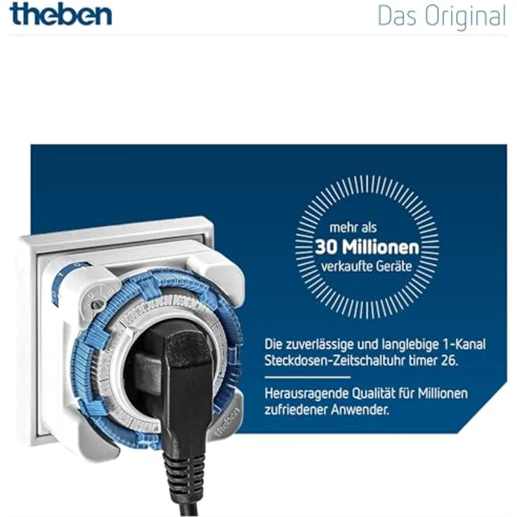Theben Multipack 0260030, 26 Steckdosen Zeitschaltuhr mit Tagesprogramm, 96 Schaltsegmente für 15-Minuten-Abstände, 3er Set – Bild 3