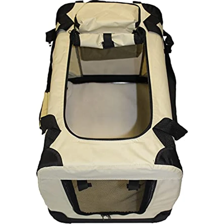 walexo Faltbare Hundebox Hundetransportbox Katzentransportbox Katzenbox (BEIGE, S) - Robuste Metallverstärkung und dicker Bezug aus Oxford Gewebe – Bild 5