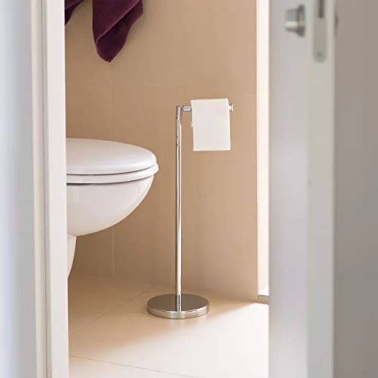 Relaxdays Toilettenpapierhalter stehend HBT 75 x 22 x 16,5 cm freistehender Papierrollenhalter aus Stahl Rollen als Ersatzrollenhalter verchromt, silber WC-Rollenhalter, 16.5 x 22 x 56 cm – Bild 2