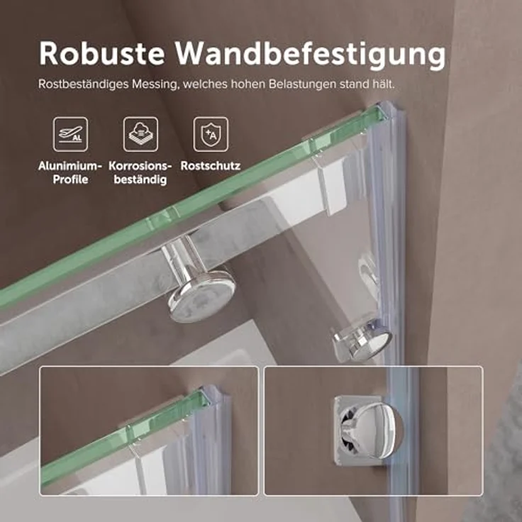 doporro Dusch-Schiebetür Duschtür Nischentür dusche Duschabtrennung Duschkabine Teramo4-2, 105x195 cm, Einscheibensicherheitsglas, Chrom-Finish – Bild 2