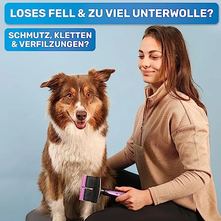 BluePet "ZupfZeug Pro" Professionelle Hundebürste Langhaar - Zupfbürste für Hunde und Katzen - Entfernt sanft Unterwolle, Verfilzungen & Knoten – Bild 2