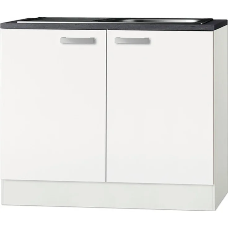 OPTIFIT Spülenschrank Oslo214, inkl. Edelstahlspüle, 100 x 60 x 84,8 cm, feinstruktur weiß matt, zerlegt, Made in Germany