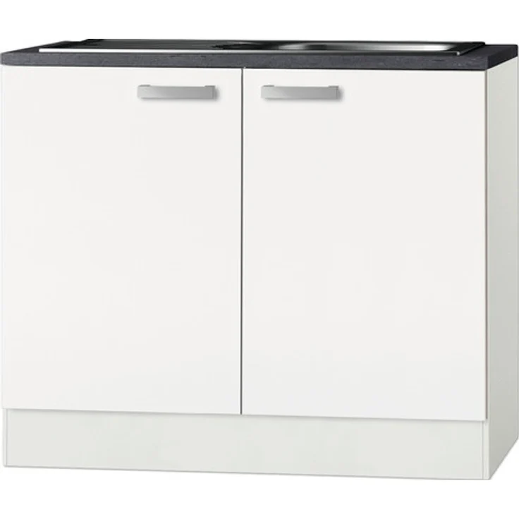 OPTIFIT Spülenschrank Oslo214, inkl. Edelstahlspüle, 100 x 60 x 84,8 cm, feinstruktur weiß matt, zerlegt, Made in Germany