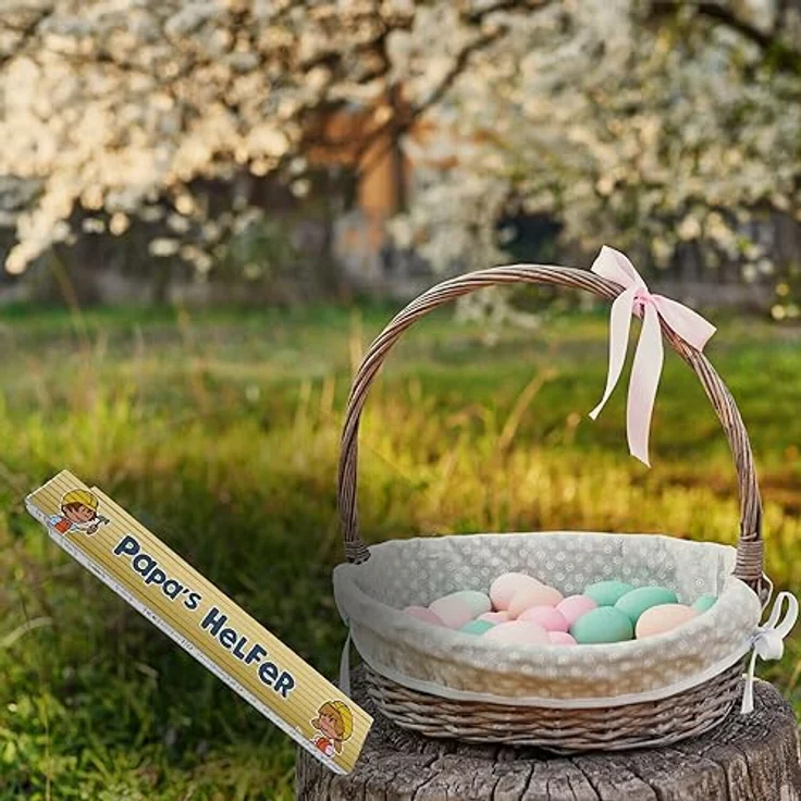 speecheese Meterstab aus Holz mit niedlichem Motiv für Kinder und Spruch - Papa's Helfer, 24x3,5 cm, 10 Gelenke, ideal als Geschenk für kleine Bauarbeiter – Bild 4