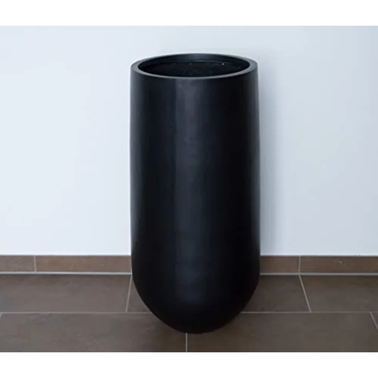Elegant Einrichten Pflanzkübel Fiberglas Rund-Konisch D40xH80cm, UV-beständig und frostsicher, matt schwarz – Bild 2
