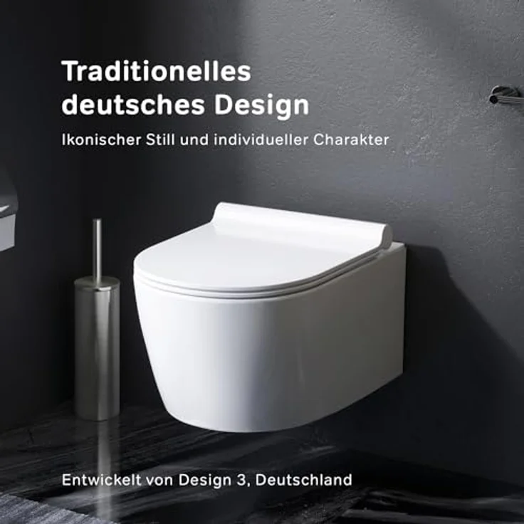 Spülrandloses Wand-WC, Toilette für Gäste-WC, Hänge-WC FlashClean aus Keramik mit Softclosing-Sitzabdeckung, WC-Sitz mit Absenkautomatik, AM.PM CXB1700SC X-Joy S – Bild 2
