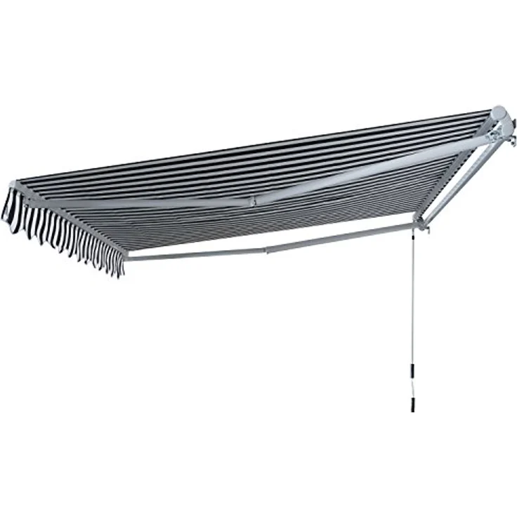 Markise Alu-Gelenkarmmarkise Sonnenschutz mit Handkurbel 3,5x2,5m Grau+Weiß - grau-weiß - Outsunny – Bild 4